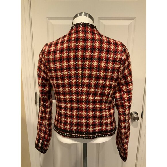 Aryn K Red, Cream & Black Herringbone Boucle Blazer, Size Medium, NWT! - Picture 7 of 10